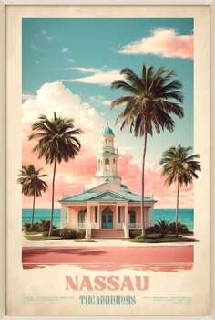 Poster Nassau Vintage Travel Poster - Caribbean Charisma Rediscover