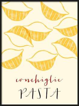 Poster Shells Italian pasta. Shells poster illustration.