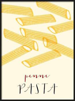 Poster Penne Italian pasta. Penne poster illustration.